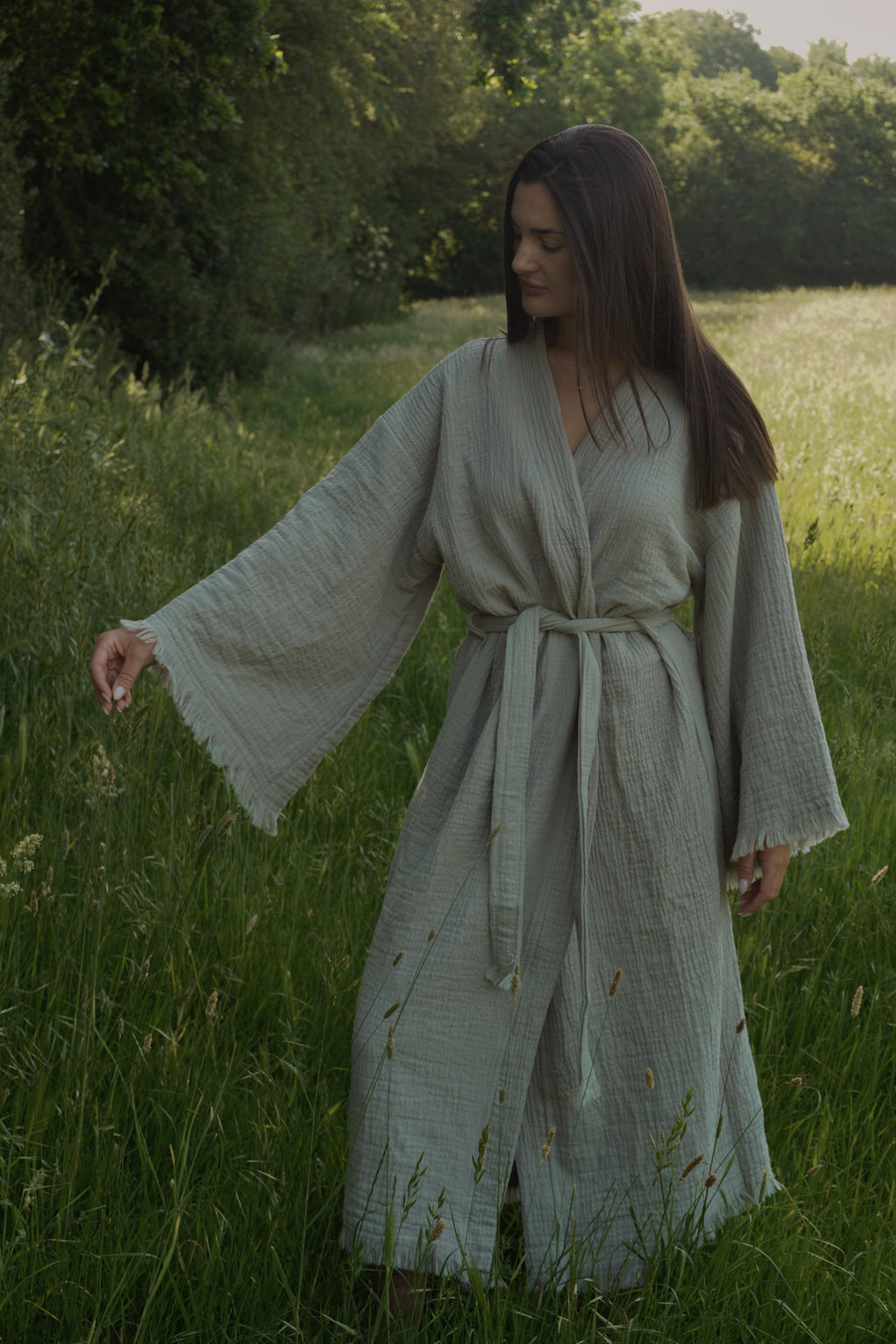 The Matcha Cloud Organic Cotton Robe: Long