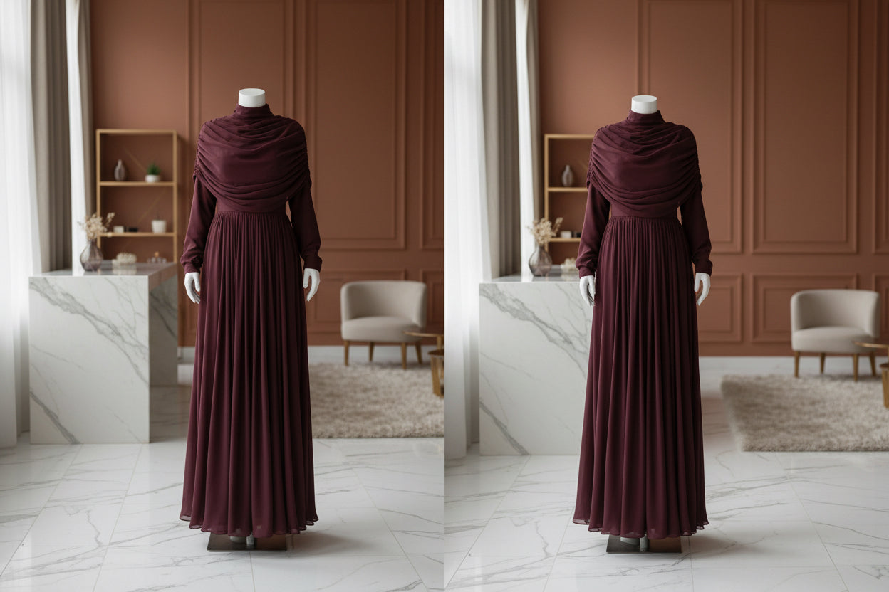 Women’s Pleated Ruffle Long Dress