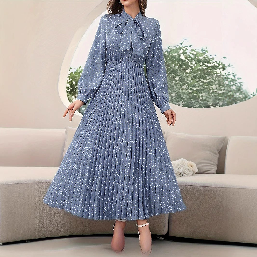 Women PolkaDot Pleated Dress