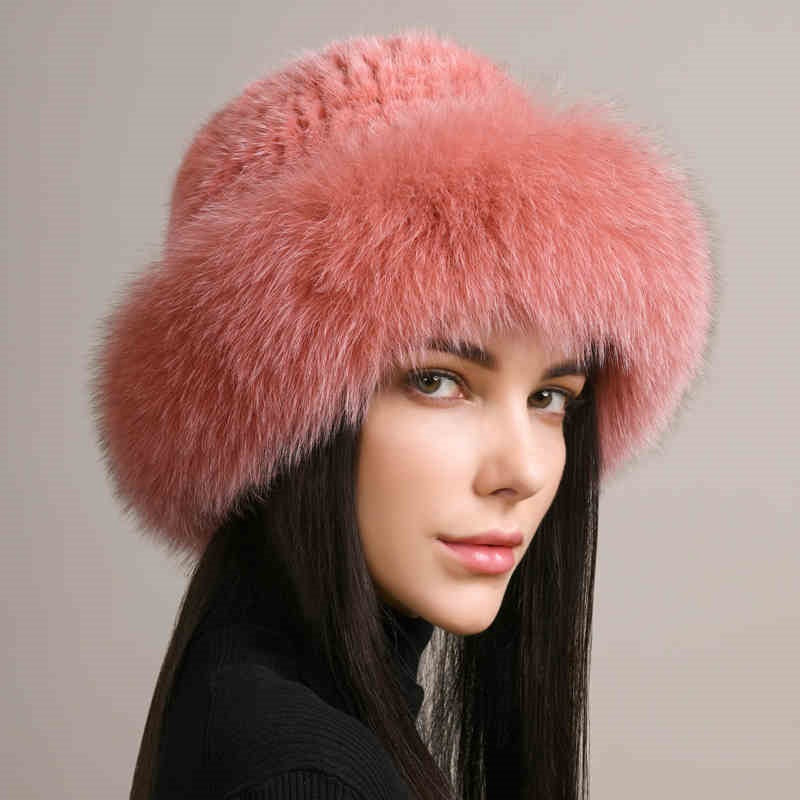 Luxury Mink Fur Hat with Braided Design