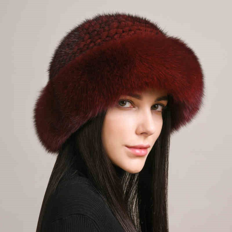 Luxury Mink Fur Hat with Braided Design