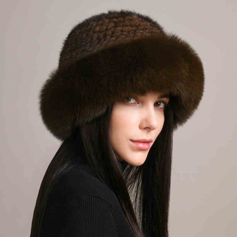 Luxury Mink Fur Hat with Braided Design