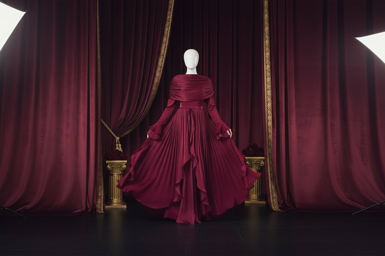 Women’s Pleated Ruffle Long Dress