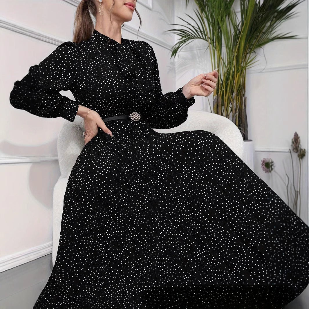 Women PolkaDot Pleated Dress