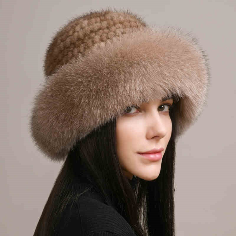 Luxury Mink Fur Hat with Braided Design