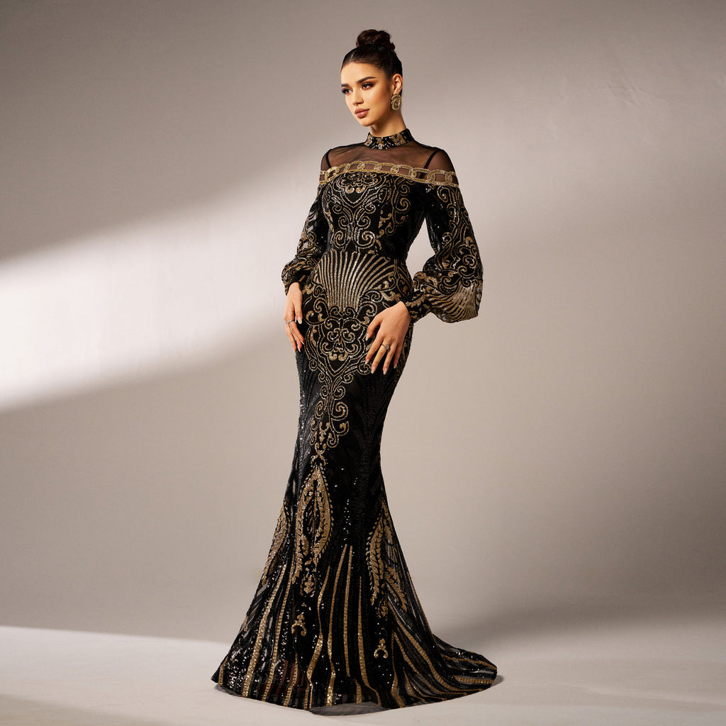 Women’s Sequins Mesh Fishtail Dress