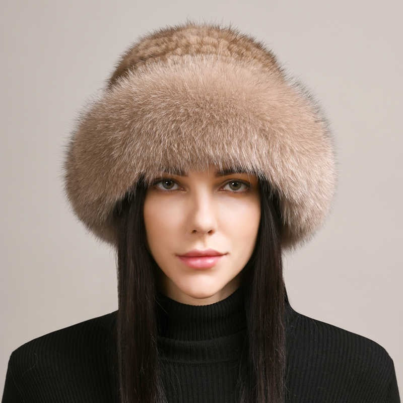 Luxury Mink Fur Hat with Braided Design