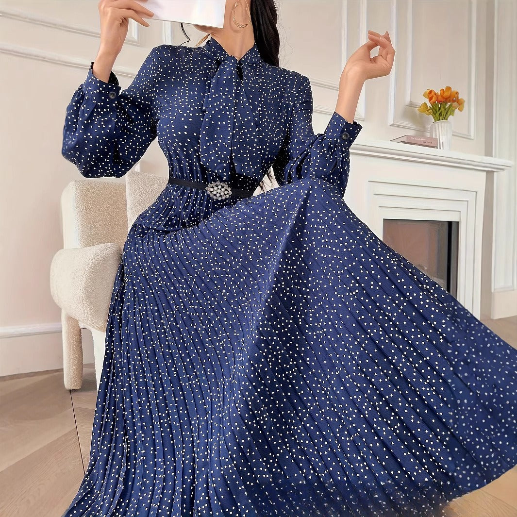Women PolkaDot Pleated Dress