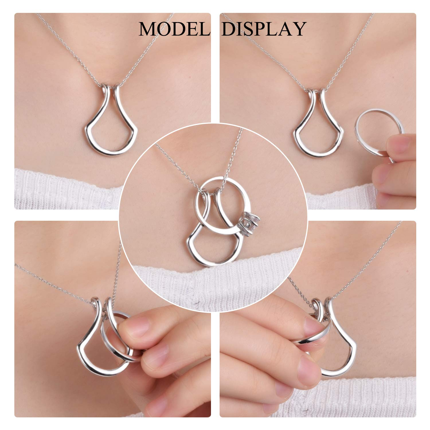 Women Sterling Silver Ring Holder Necklace