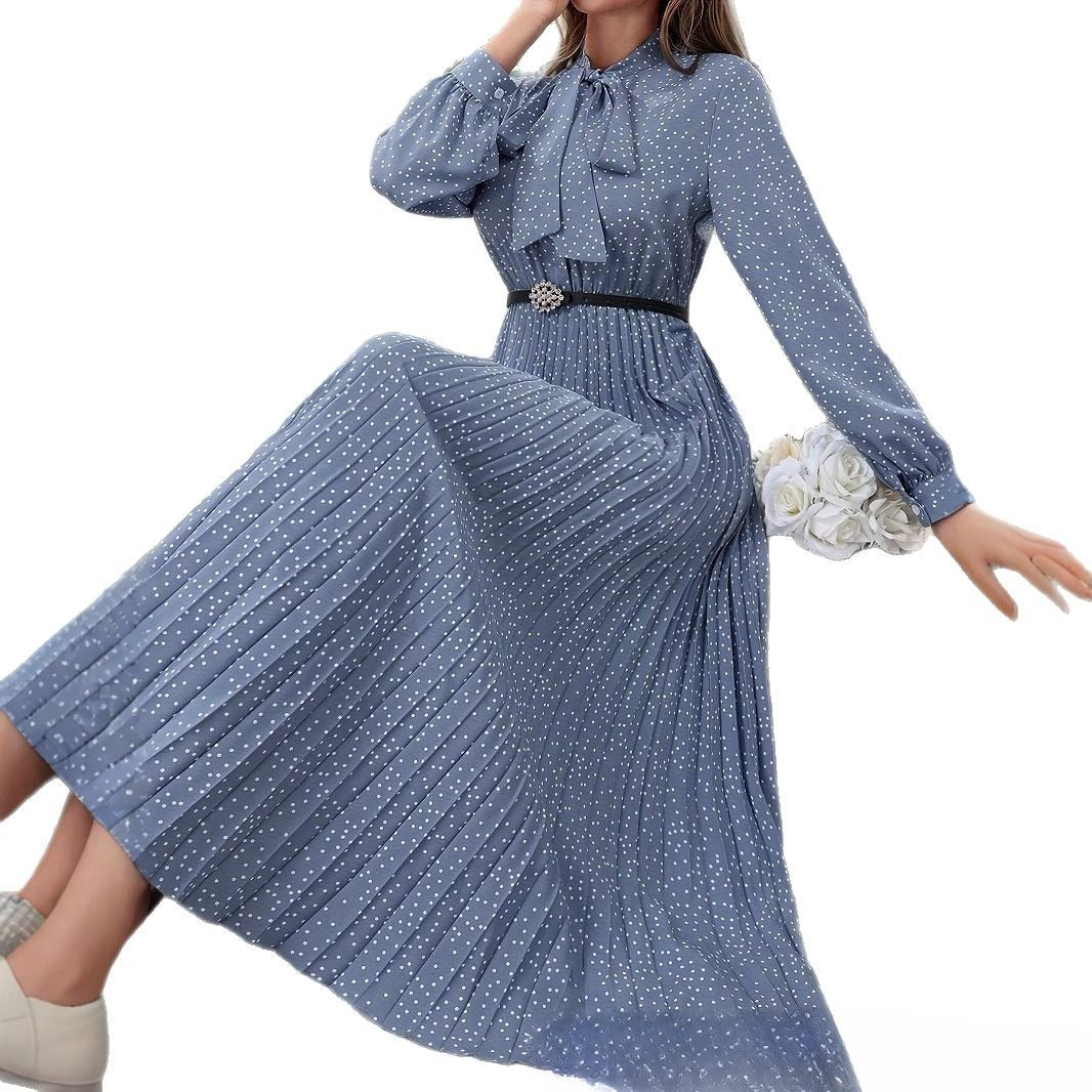 Women PolkaDot Pleated Dress