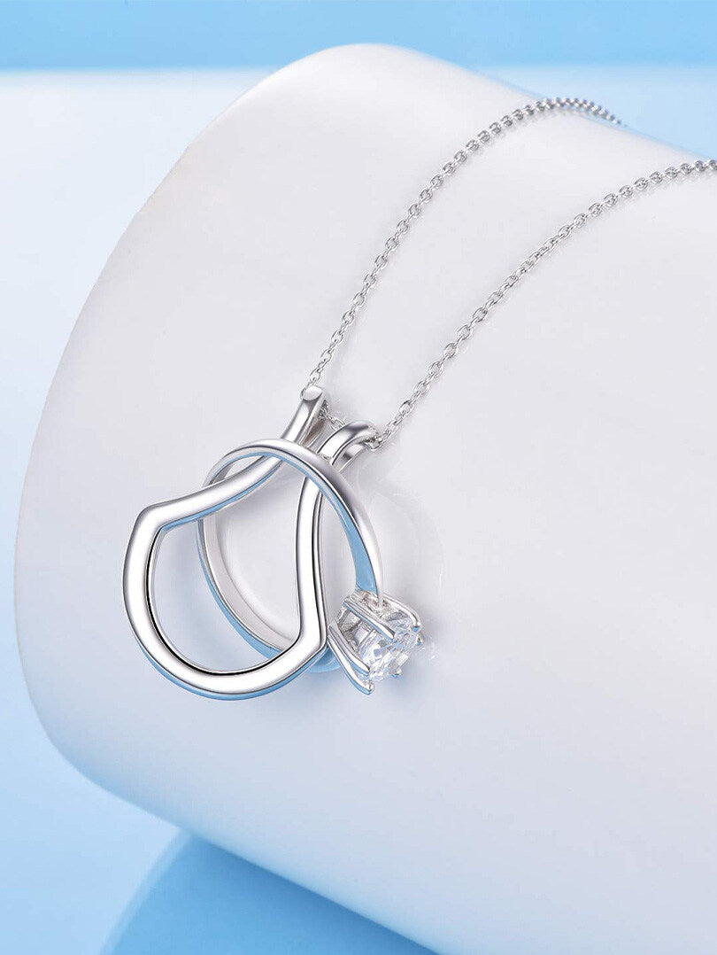 Women Sterling Silver Ring Holder Necklace