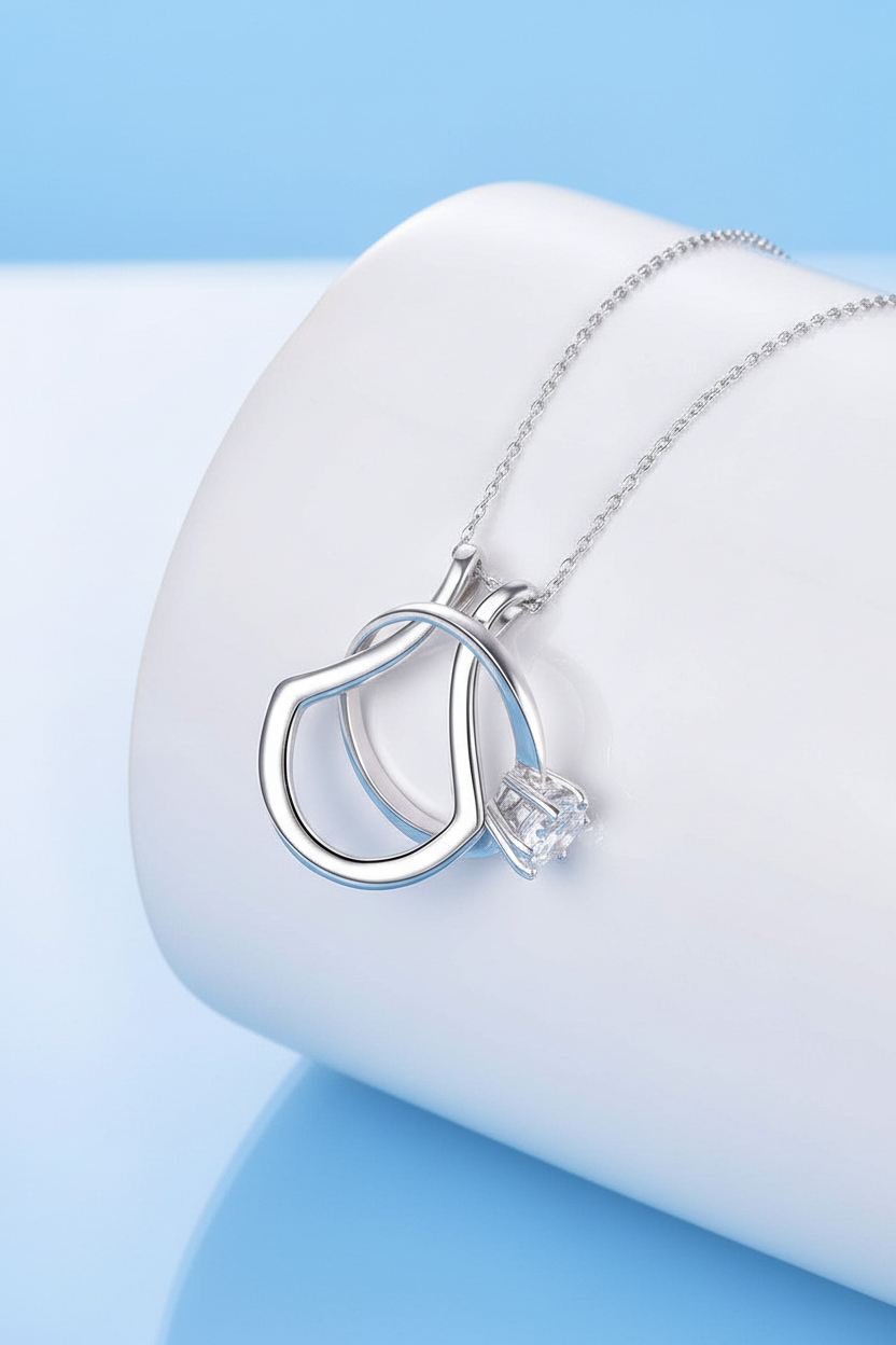 Women Sterling Silver Ring Holder Necklace