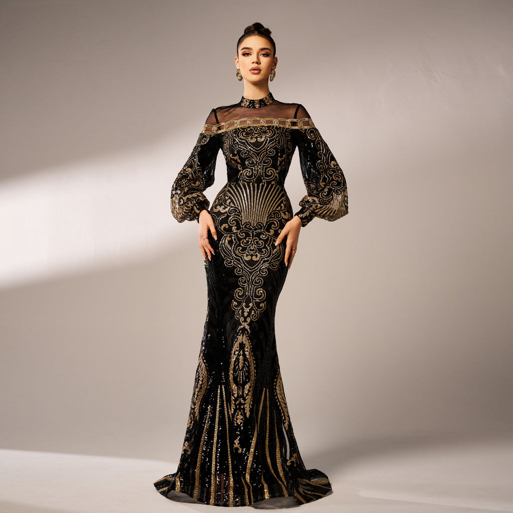 Women’s Sequins Mesh Fishtail Dress