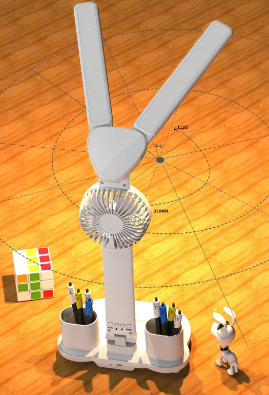 Ultra-Versatile Foldable LED Table Lamp with Fan, Time/Temp Display & Pen Organizer