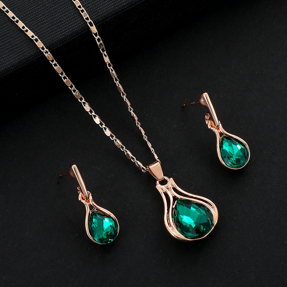 Women Emerald Water Drop Set